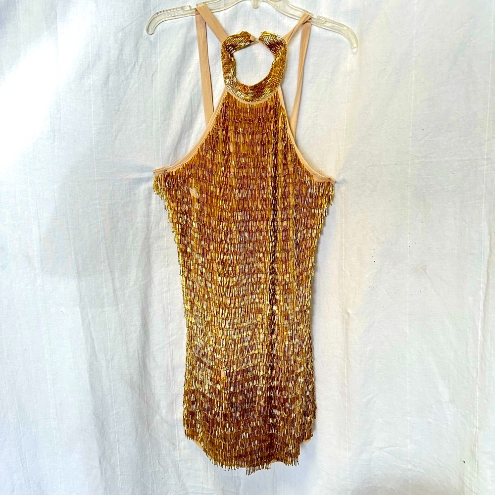 Amazing party gold beads little dress 🌷